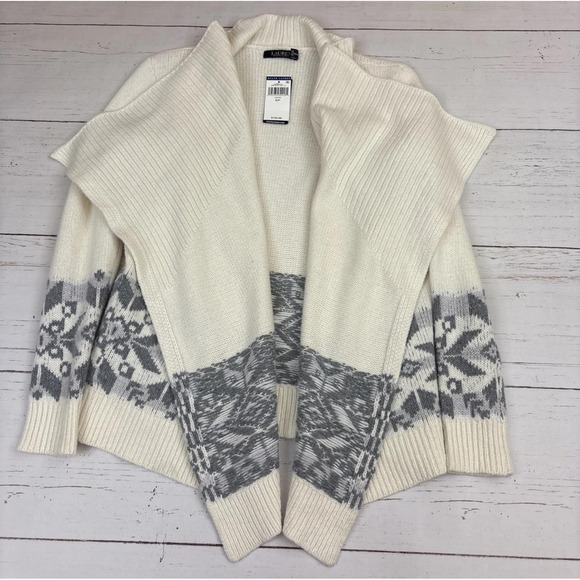 Lauren Ralph Lauren Sweaters - Ralph Lauren Womens Cardigan Sweater  Open Front Fair Isle Shawl Collar S  NWT